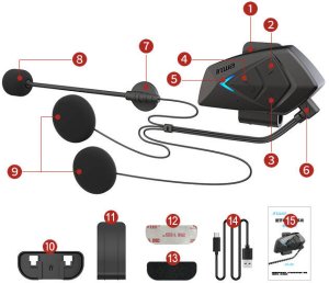 INTERKOM MOTOCYKLOWY BLUETOOTH DO KASKU PRO KASK SŁUCHAWKI NA MOTOCYKL BT INWA MZ-391 14