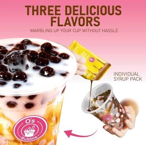 Zestaw Instant Marbling Boba Party Kit do przygotowania Bubble Tea, 6 porcji (2 x 3 smaki) 360g - O's Bubble 2