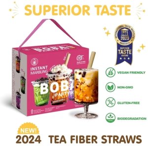 Zestaw Instant Marbling Boba Party Kit do przygotowania Bubble Tea, 6 porcji (2 x 3 smaki) 360g - O's Bubble 4