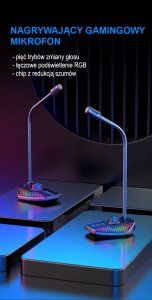 MIKROFON GAMINGOWY RGB DO KOMPUTERA LAPTOPA LED 1
