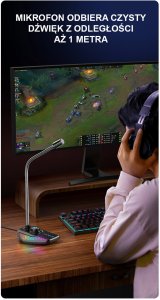 MIKROFON GAMINGOWY RGB DO KOMPUTERA LAPTOPA LED 12