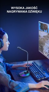 MIKROFON GAMINGOWY RGB DO KOMPUTERA LAPTOPA LED 4