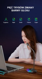 MIKROFON GAMINGOWY RGB DO KOMPUTERA LAPTOPA LED 6