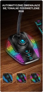 MIKROFON GAMINGOWY RGB DO KOMPUTERA LAPTOPA LED 7