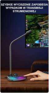 MIKROFON GAMINGOWY RGB DO KOMPUTERA LAPTOPA LED 9