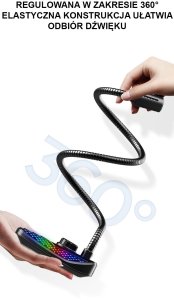 MIKROFON GAMINGOWY RGB DO KOMPUTERA LAPTOPA LED 10