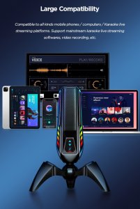 Mikrofon biurkowy do laptopa komputera z kolorowym podświetleniem RGB 11