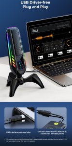 Mikrofon biurkowy do laptopa komputera z kolorowym podświetleniem RGB 12