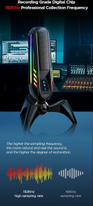 Mikrofon biurkowy do laptopa komputera z kolorowym podświetleniem RGB 4