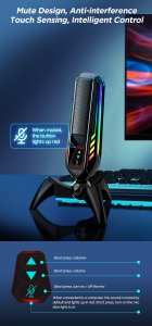 Mikrofon biurkowy do laptopa komputera z kolorowym podświetleniem RGB 8