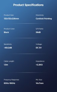 Mikrofon biurkowy do laptopa komputera z kolorowym podświetleniem RGB 10