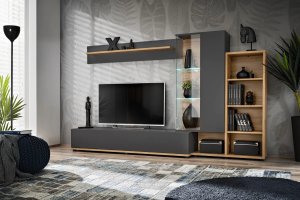 Meblościanka SILK II dąb wotan/antracyt ASM Meble 1