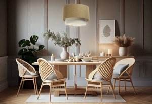 Lampa wisząca BPS KONCEPT Lampa wisząca ERUTAN DOUBLE RATTAN 40 żółta/kremowa 8