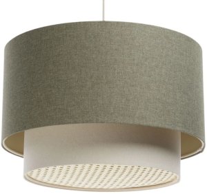 Lampa wisząca ERUTAN DOUBLE RATTAN 40 zielona/kremowa BPS KONCEPT 1