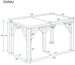 Michelin Stół rozkładany DUNAJ 130(295)x90 dąb natura ENDO 3