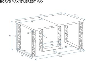 Stół rozkładany EWEREST MAX 130(250)x85 beton ciemny ENDO 4