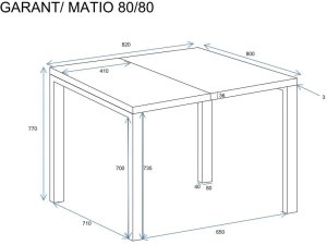 Stół rozkładany GARANT 80(170)x80 beton ciemny ENDO 4