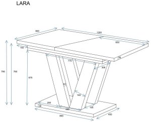 Stół rozkładany LARA 130(210)x80 biały połysk ENDO 1