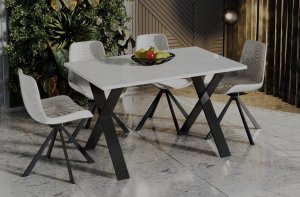 Stół rozkładany X 130(210)x80 biały połysk ENDO 1