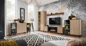 ASM Meble Stolik RTV LIAM 160 hickory jackson z biokominkiem 3