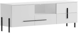 Szafka RTV JUSTINE 150 biała/biały połysk FURNIVAL 1