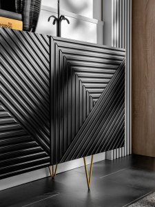 FURNIVAL Komoda PYRAMID 160 czarny mat/złota 5