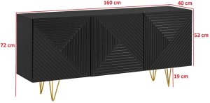 FURNIVAL Komoda PYRAMID 160 czarny mat/złota 8