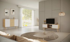 Szafka RTV TORONTO 120 dąb artisan/biała KOCOT MEBLE 8