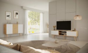 Szafka RTV TORONTO 160 dąb artisan/biała KOCOT MEBLE 8