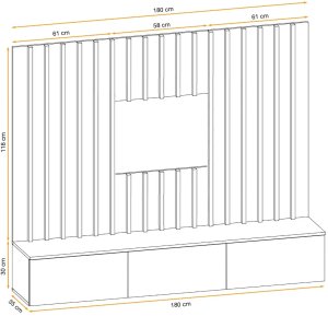 ASM Meble Szafka RTV VERTI 180 czarna + panel ścienny 2