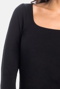 Bluzka damska bawełniana z dekoltem karo Leah czarna Czarny S 3