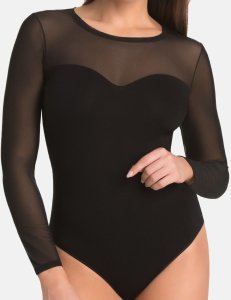 Body damskie z siateczką Willow czarne Czarny XL 4