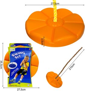 Huśtawka Ogrodowa Dla Dzieci Dysk Kwiatek Okrągła Deska Wisząca Mocna 200cm 2