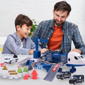 Duży Samolot Policja Rozkładany Parking + Pojazdy 13