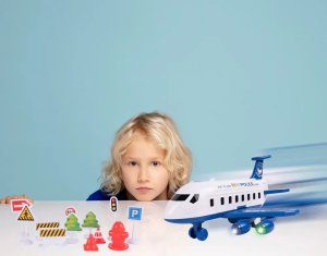 Duży Samolot Policja Rozkładany Parking + Pojazdy 15