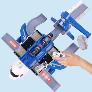 Duży Samolot Policja Rozkładany Parking + Pojazdy 9