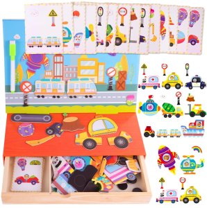 Edukacyjne Puzzle Magnetyczne Pojazdy Montessori 1