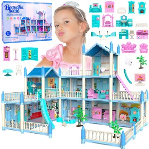 Domek dla Lalek Willa Plac Zabaw Umeblowany XXL 1