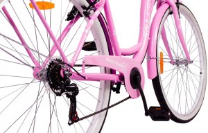 Rower Miejski MalTrack Citybike Dreamer 6-speed MILK PINK 28" + Koszyk 12