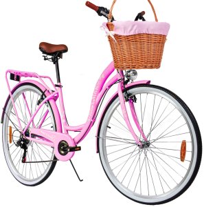 Rower Miejski MalTrack Citybike Dreamer 6-speed MILK PINK 28" + Koszyk 6