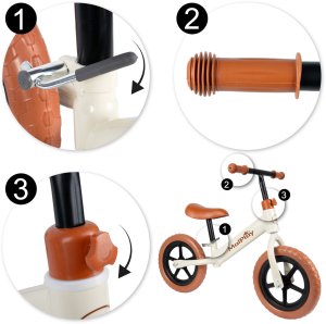 Rowerek Biegowy Rower Dziecięcy Koła Eva 12" kremowy 12