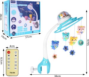 Karuzelka Karuzela Do Łóżeczka Projektor Gwiazd Z Pilotem Grzechotki Misie 2