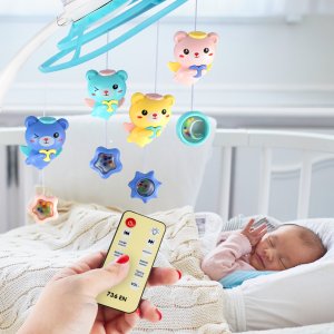 Karuzelka Karuzela Do Łóżeczka Projektor Gwiazd Z Pilotem Grzechotki Misie 5