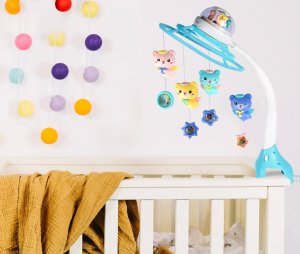 Karuzelka Karuzela Do Łóżeczka Projektor Gwiazd Z Pilotem Grzechotki Misie 9