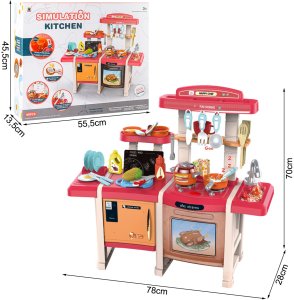Kuchnia Interaktywna Duża Piekarnik dla Dziecka Dźwięki Kran Woda Garnki 2
