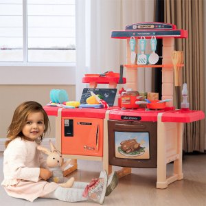 Kuchnia Interaktywna Duża Piekarnik dla Dziecka Dźwięki Kran Woda Garnki 3
