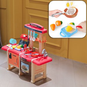 Kuchnia Interaktywna Duża Piekarnik dla Dziecka Dźwięki Kran Woda Garnki 7