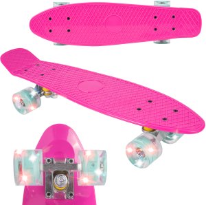 Deskorolka Fiszka Świecące Kółka LED RGB Różowo-miętowa 1