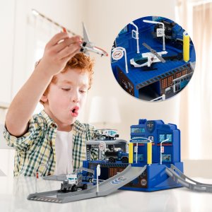 Parking Policyjny Garaż Wielopoziomowy 4 Auta Zestaw Helikopter Policja 11