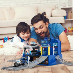 Parking Policyjny Garaż Wielopoziomowy 4 Auta Zestaw Helikopter Policja 14